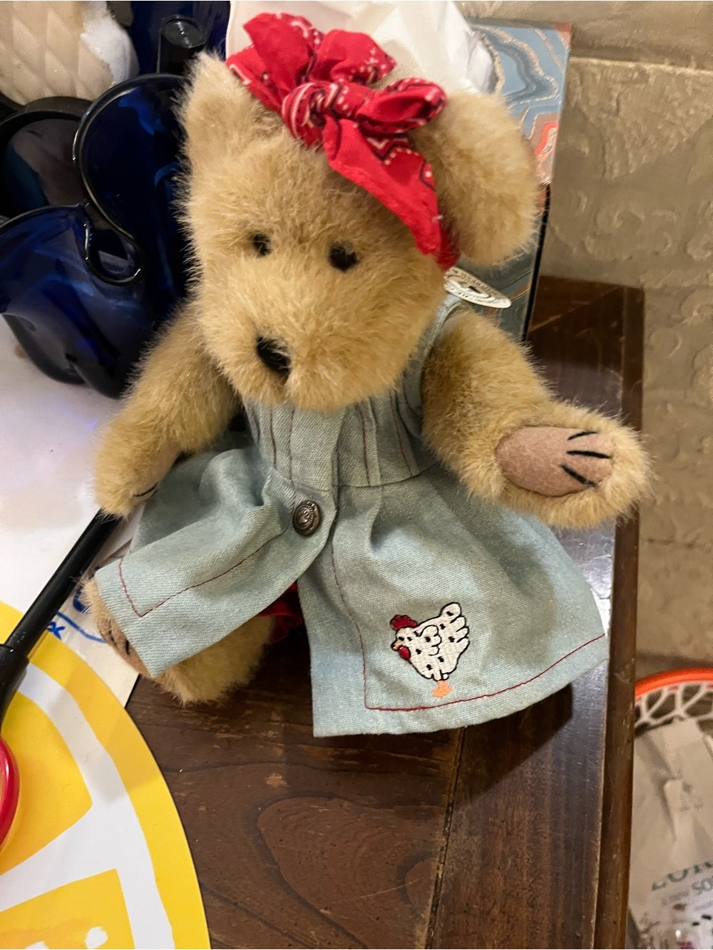 Boyd Bear Plush Teddy Bear in Light Blue Dress with Red Bandana - Kids Toys